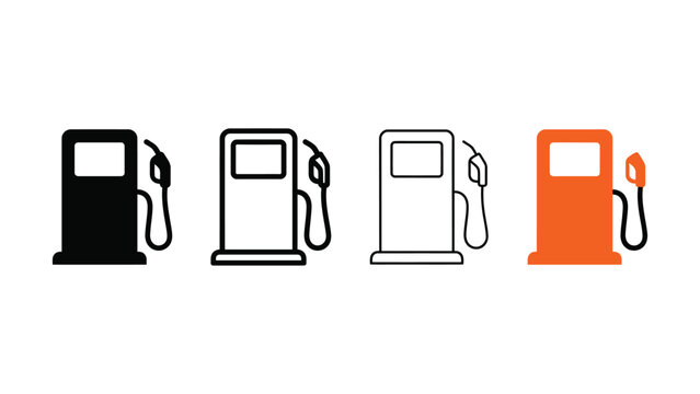 Set of four different gas station pump vector icon designs