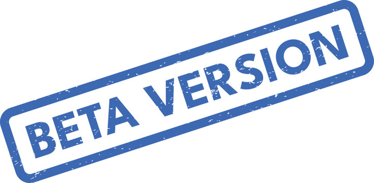 Distinct blue grunge stamp featuring BETA VERSION message, for early software testing and development phases