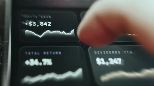 Financial portfolio dashboard with investment metrics