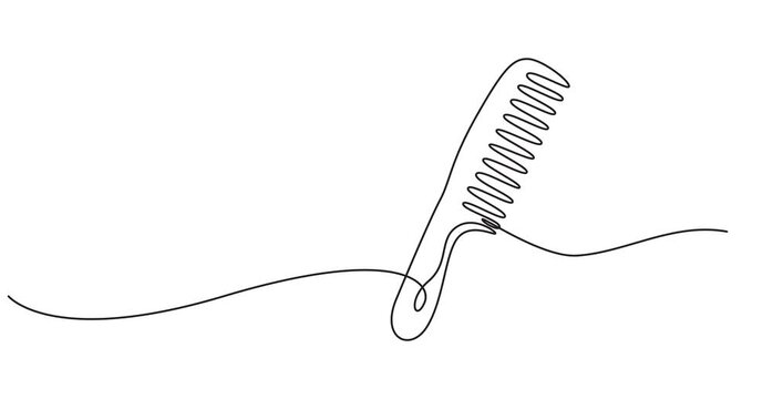 Hair care one continuous line drawing with color shapes animation, Single continuous line art of hair comb icon. One line art vector illustration, Hair comb continuous one line art animation 4k,