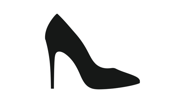 Black stiletto heel silhouette against a white background silhouette