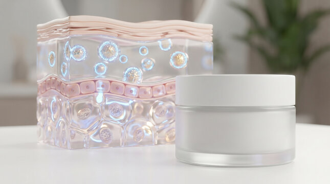 Blank Cosmetic Jar With Nanocarrier Skin Science Treatment Narrative