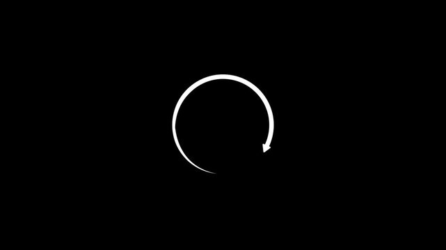 Circle arrow refresh and reload icon with neon animation 4k alpha channel.
