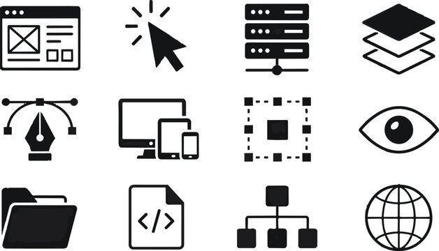 Web Development, Design, IT and Programming Flat Vector Icons Collection