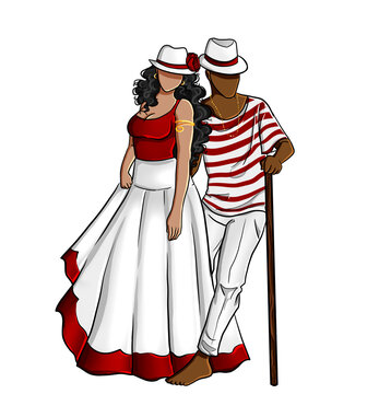 Malandros Couple from Umbanda &ndash; Afro-Brazilian Spiritual Entities Vector Illustration