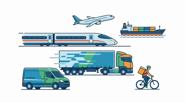 Colorful illustration of various transportation modes (1)