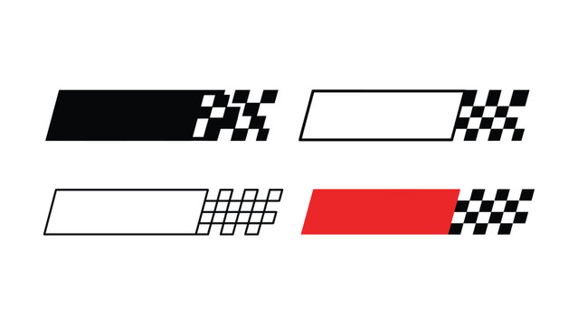 Set of four racing stripes with checkered flag patterns in vector