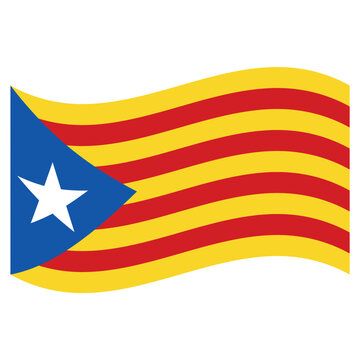 Catalonia waving  flag symbol star triangle political banner