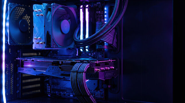 RGB Gaming PC Interior with High-End Graphics Card