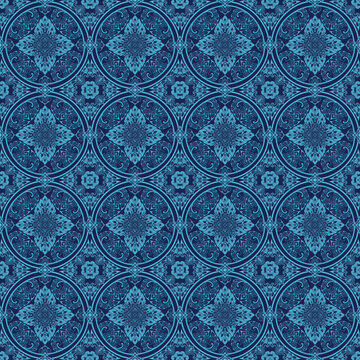 Blue traditional Thai pattern background illustration for wallpaper and fabric design