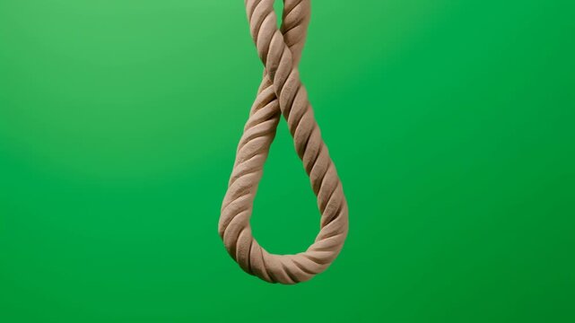 A noose made of rope on a green background for hanging objects