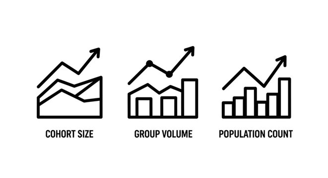 Data analytics and population statistics charts icons with analytics statistics population business financial increase marketing research analysis information performance management