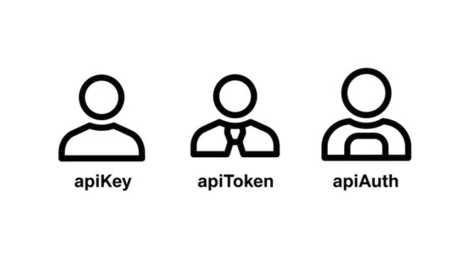 User identity and access management icons for api key token and authentication with authentication security identity management internet permission authorization password protection software