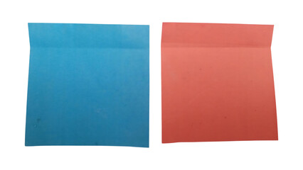 Fototapeta premium Blue and red square sticky notes for office and reminders isolated on transparent background