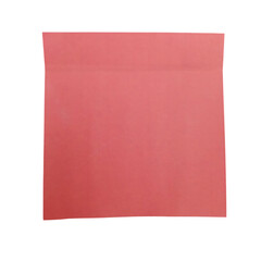 Fototapeta premium Square red sticky note for office reminders isolated on transparent background