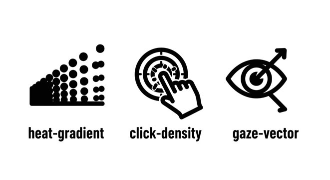 User experience and behavioral analysis icon set with experience behavior analysis gradient tracking interface research optimization navigation conversion technology business illustration