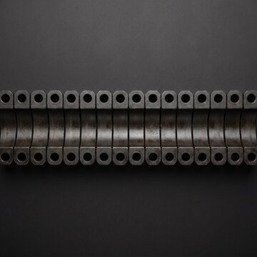 Top Down View of Black Steel SAE Hydraulic Flange Clamps