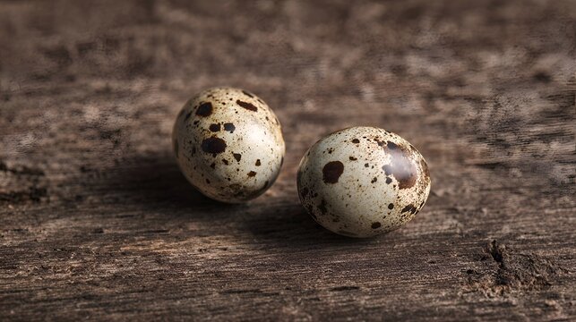 quail eggs on wooden background