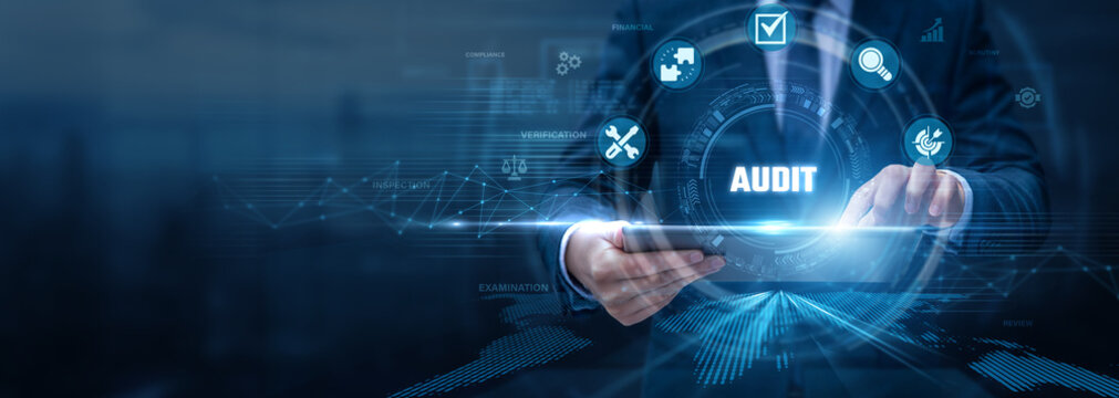 Financial Auditor Analysing Audit Using Tablet and Networking Data, compliance review, financial verification, internal controls, regulatory reporting