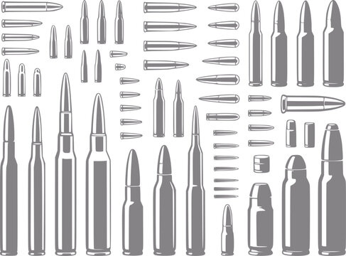 Collection of various ammunition rounds and bullets in a style