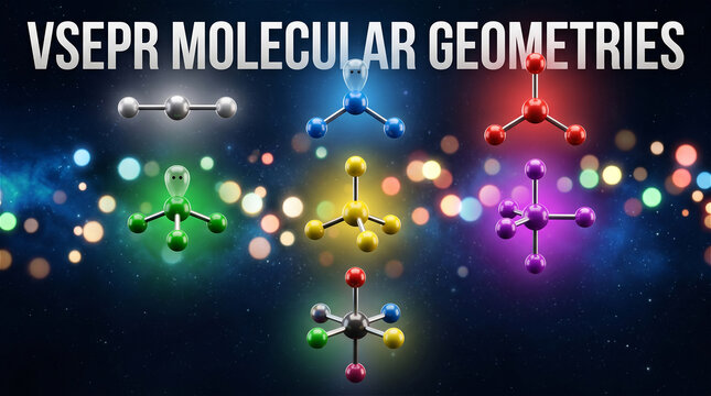 Complete VSEPR Molecular Geometries Collection Educational Chemistry Poster