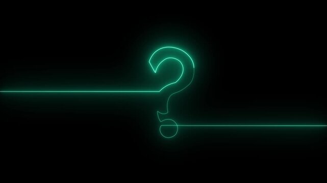 Neon question mark glowing sign light Question icon isolated ask,  glow, help icon isolated light, line mark neon  query icon 4k video.