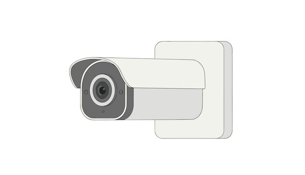 Modern security camera mounted on a wall provides surveillance and monitoring for home safety, crime prevention, or property security.