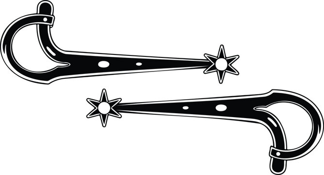 Pair of western cowboy spurs with star rowels