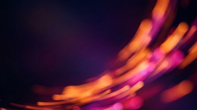 Abstract glowing bokeh lights creating a dynamic swirling effect on a dark purple background