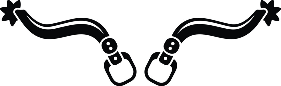 Pair of western cowboy spurs with rowels, vector illustration