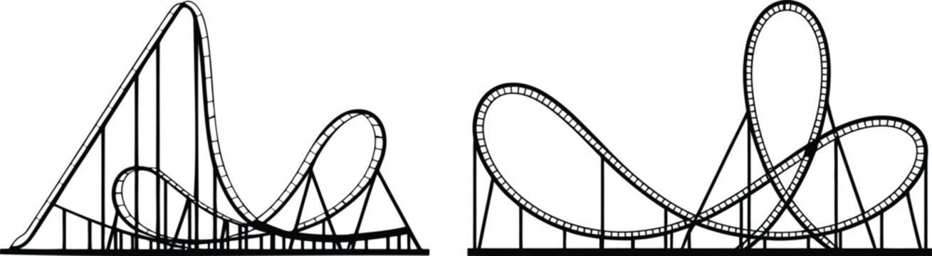 Set of two roller coaster silhouettes