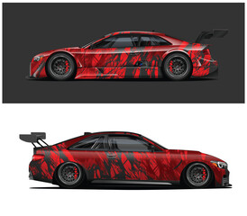 Naklejka premium Dynamic Car Wrap Design with Bold Red Accents