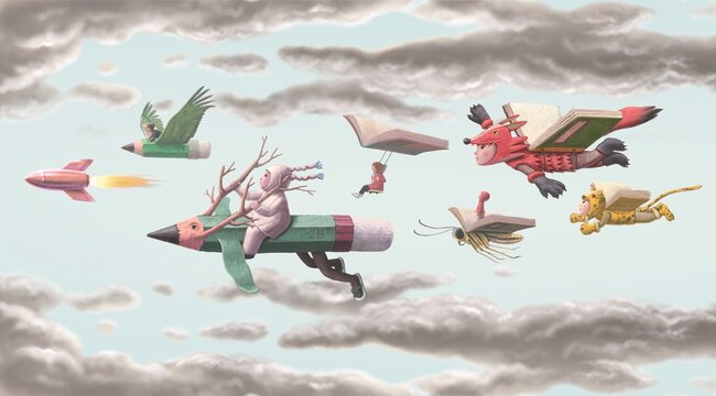 book imagination and education concept art.