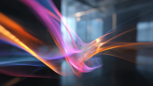 Colorful flowing lines and glowing waves blend seamlessly in this high resolution abstract image. Ideal for illustrating innovation, energy, and digital transformation concepts in visual media