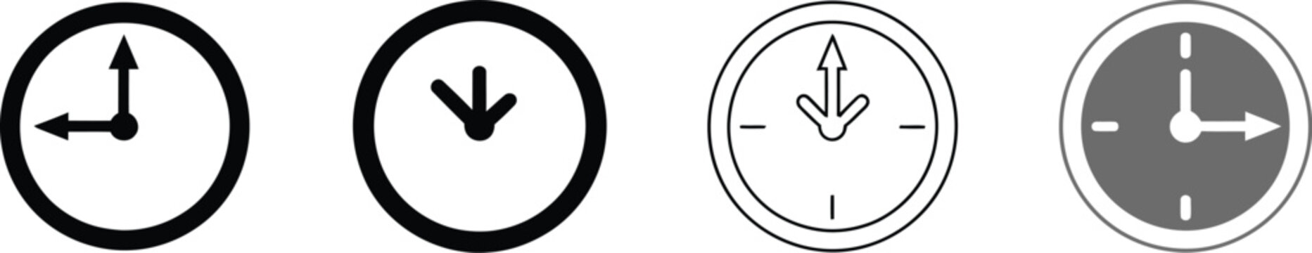 Clock, and time, arrow icons set, rotating time symbols featuring clocks refresh arrows scheduling and time management concepts.