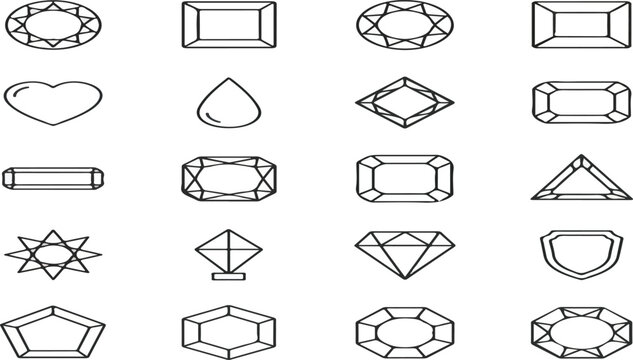 Diamond Shape Icons White On Black Sticker Set Big.eps