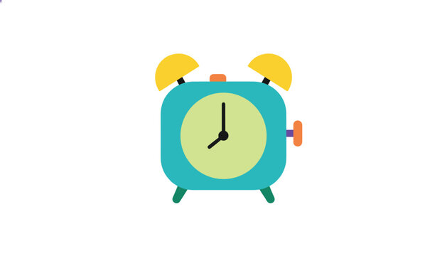 Retro style turquoise alarm clock with yellow bells set to an early morning time as a symbol for time management.
