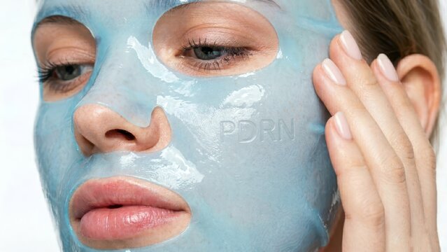 Salmon PDRN treatment facial mask application with moisturizing effects and skin rejuvenation benefits, nourishing skincare routine, beauty enhancement, anti-aging solution, hydrating face care