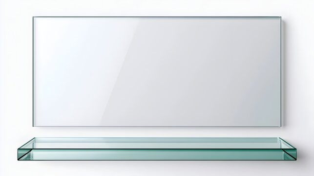 Clear glass rectangle overlay on white background background. Realistic shiny acrylic plastic sheet texture and window display screen glare for UI mockups. display reflection monitor 
