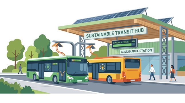 Sustainable Transit Hub with Electric Buses Charging at Solar-Powered Station