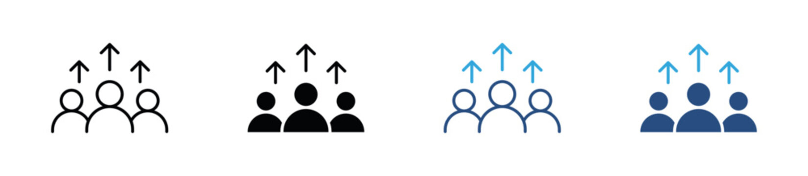 Team Growth Icon Set. Success Arrow, Workforce Development and Business Progress Symbols. Vector Illustration.