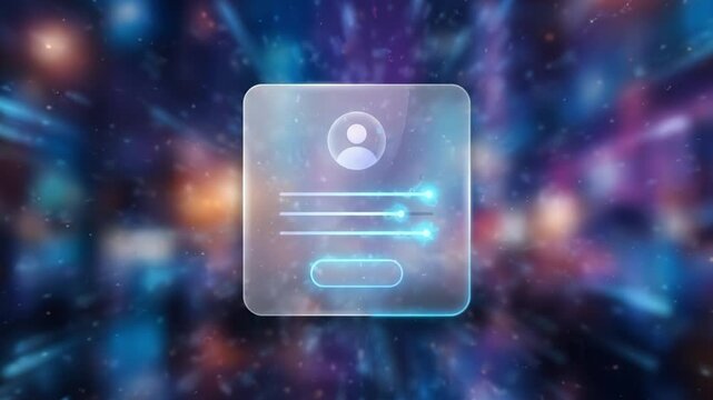 User interface digital profile futuristic design technology concept holographic display virtual screen transparent panel glowing elements data visualization modern UI adjustment sliders blue light