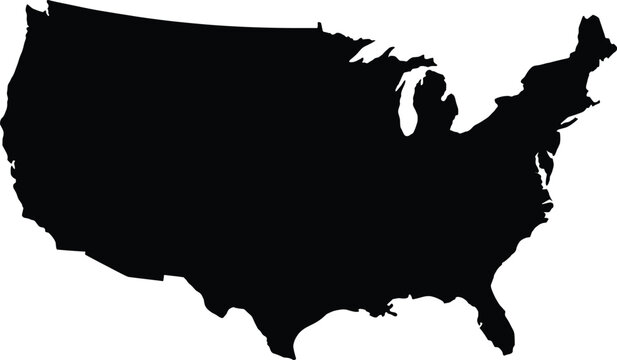 Silhouette illustration of contiguous United States map outline showing recognizable geographic features including East Coast, Gulf, and West Coast