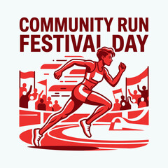 Obraz premium Vibrant Illustration Depicting A Community Fitness Run Festival Event Excitement Celebrating