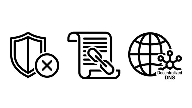 Collection of digital security and network icons including firewall protection link verification and global dns server concepts with security connection protection firewall internet database