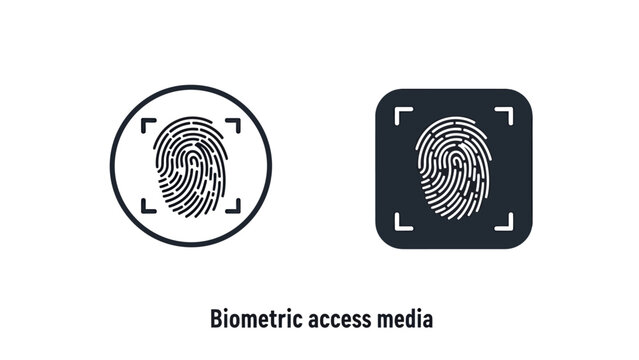 Biometric fingerprint authentication and access icons with biometric fingerprint security authentication identity identification technology protection verification software biometrics