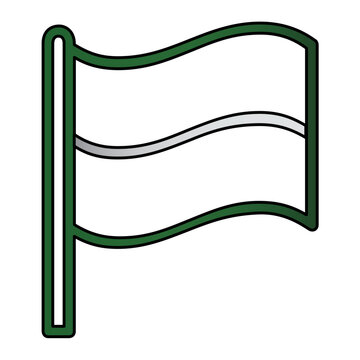 Vector illustration of a linesman flag line icon with clean flat minimalist strokes, designed for football, soccer referee, sports officiating, and match day themed graphics.