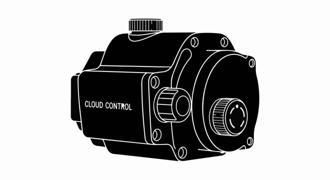 Modern industrial device with intricate mechanical components and control knobs
