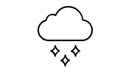 Obraz premium Vector illustration of a rain cloud line icon showing a rounded cloud base with multiple vertical rain lines beneath it, suitable for weather dashboards and nature icon packs.