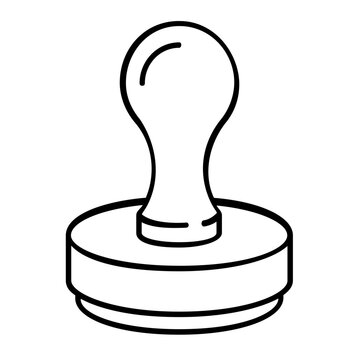 Vector illustration of a stamp tool minimalist line icon featuring the familiar stamp shape representing endorsement, custom marking, and the clone stamp function in graphic editing tools.